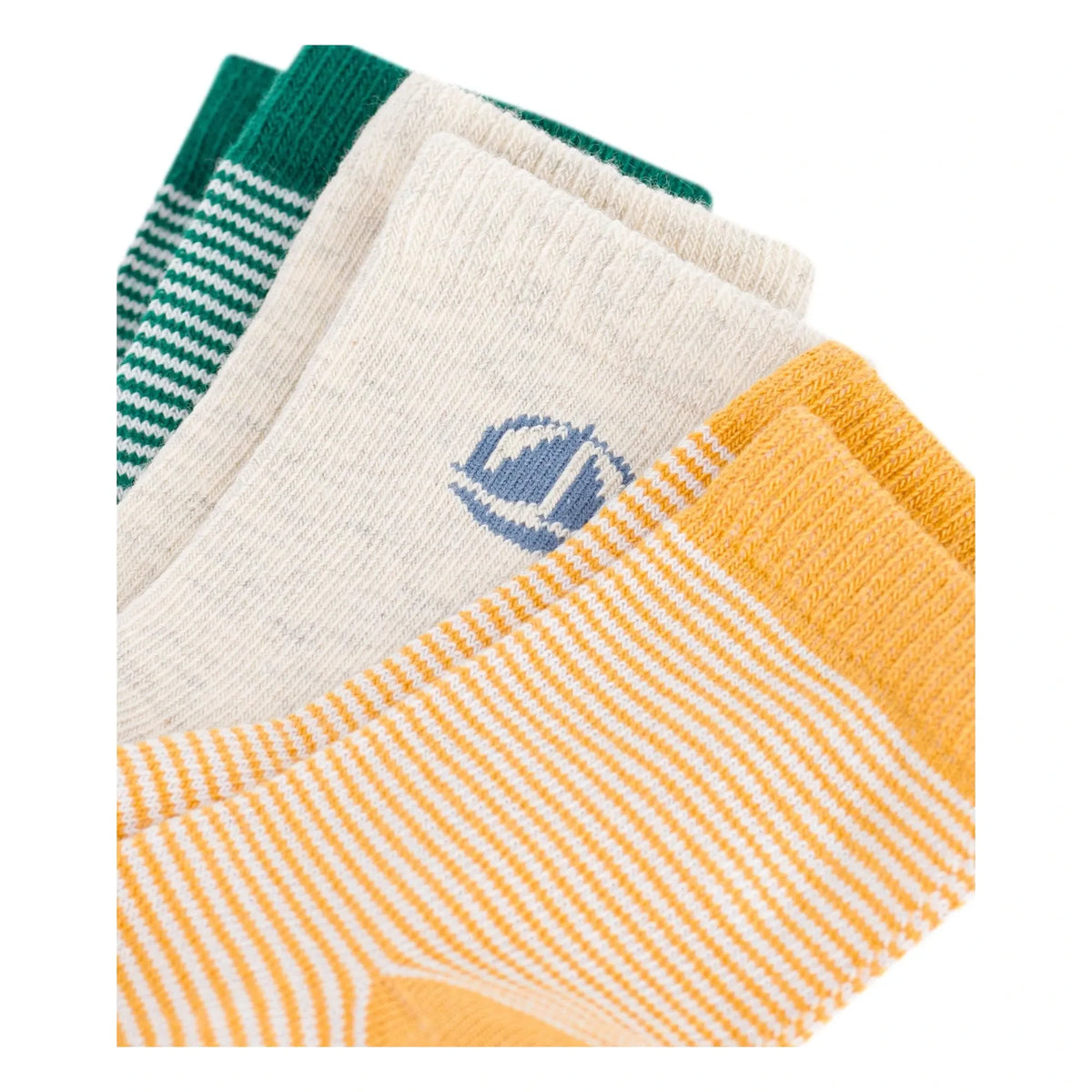 Petit Bateau - Set de 3 pares de calcetines a rayas | Amarillo