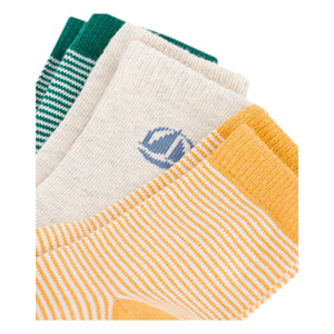 Petit Bateau - Set de 3 pares de calcetines a rayas | Amarillo