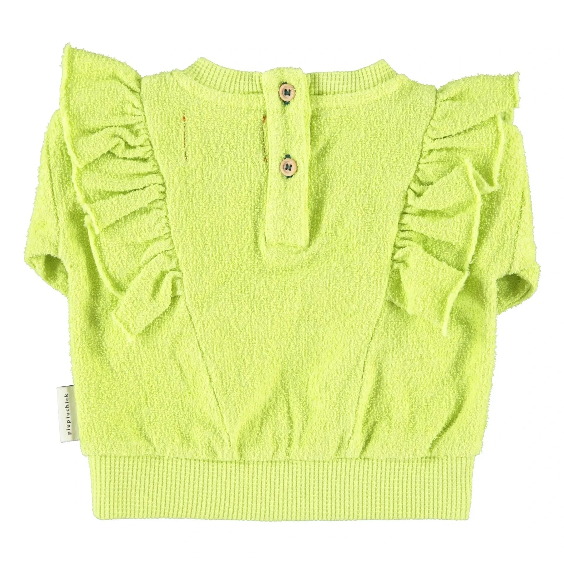 Piupiuchick - Flüoresan sarı | Organik pamuklu havlu rüfllü sweatshirt