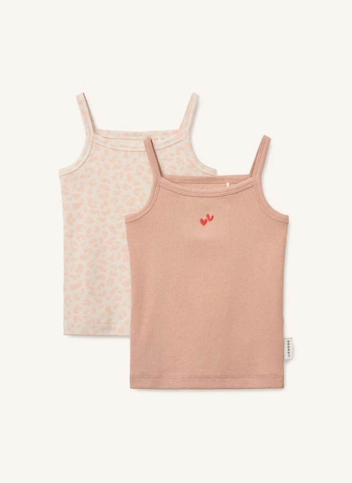 Liewood - 2er Set Naomi Leoparden Organische Baumwoll-Ripp-Top | Helles Rosa