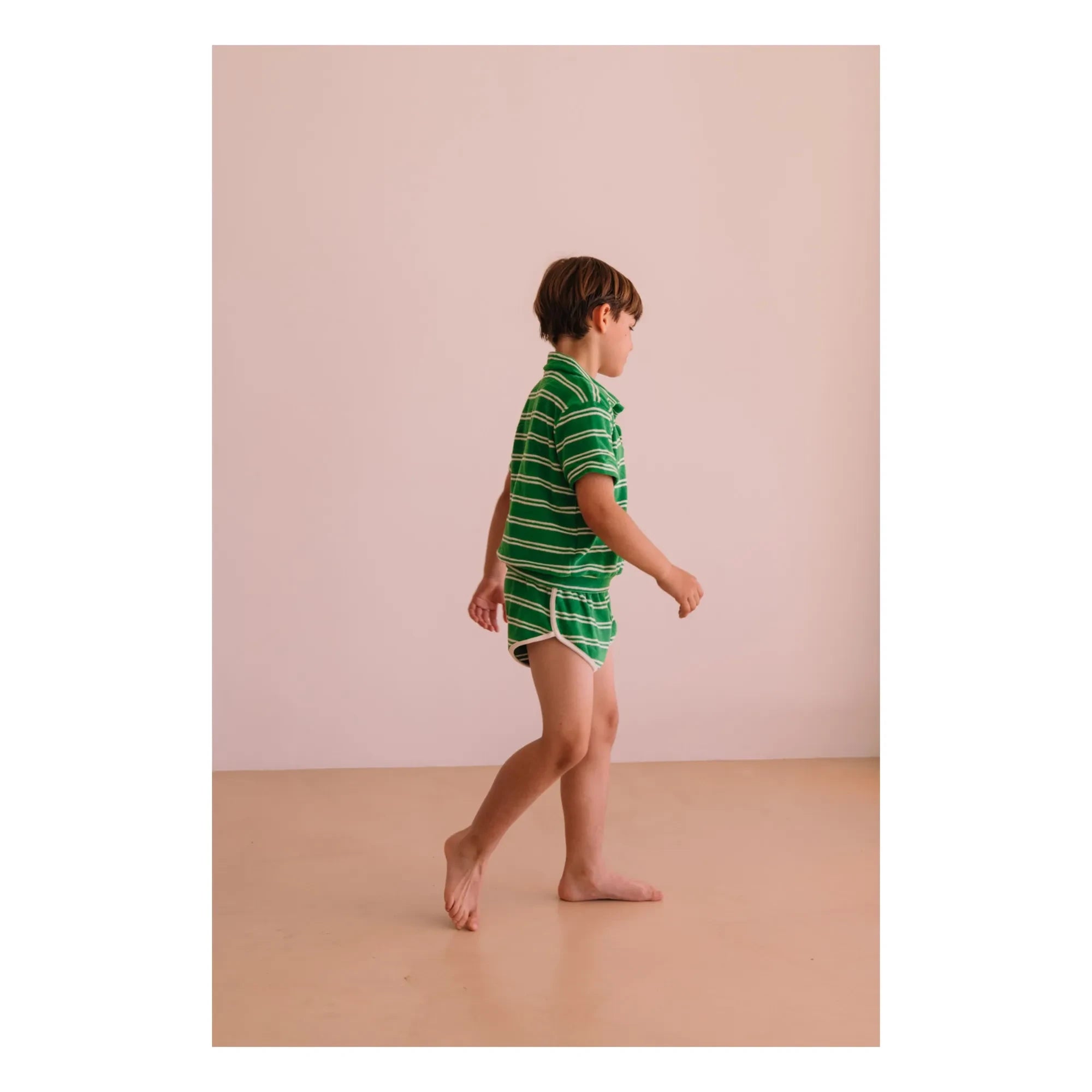 We Are Kids - Juju Çizgili Organik Pamuklu Havlu Şort | Yeşil