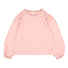 Búho - Kız Çocukları Organik Pamuklu Büzgülü Tişört | Soft Pink