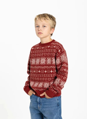 Hundred Pieces - Suéter de lana merino con jacquard Mika | Rojo oscuro