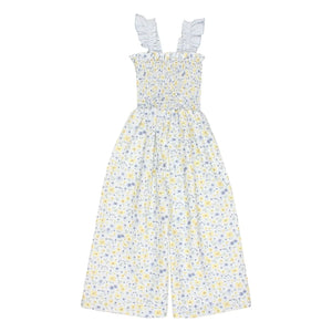 Búho - Seersucker Overall mit Blumenmuster | Hellblau