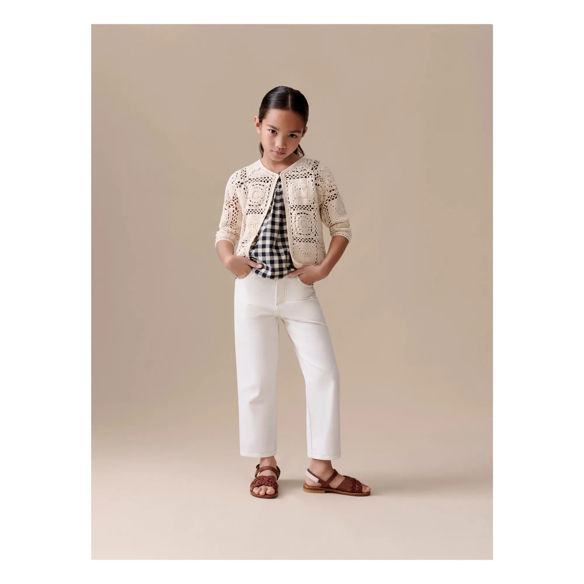Bonpoint - Léa-Marie Häkelstrickjacke | Ecru
