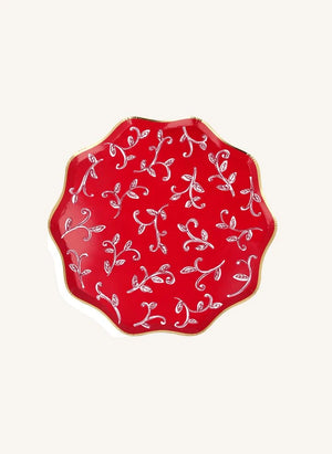 Meri Meri - Block Print desenli büyük Noel tabakları - 8'li set