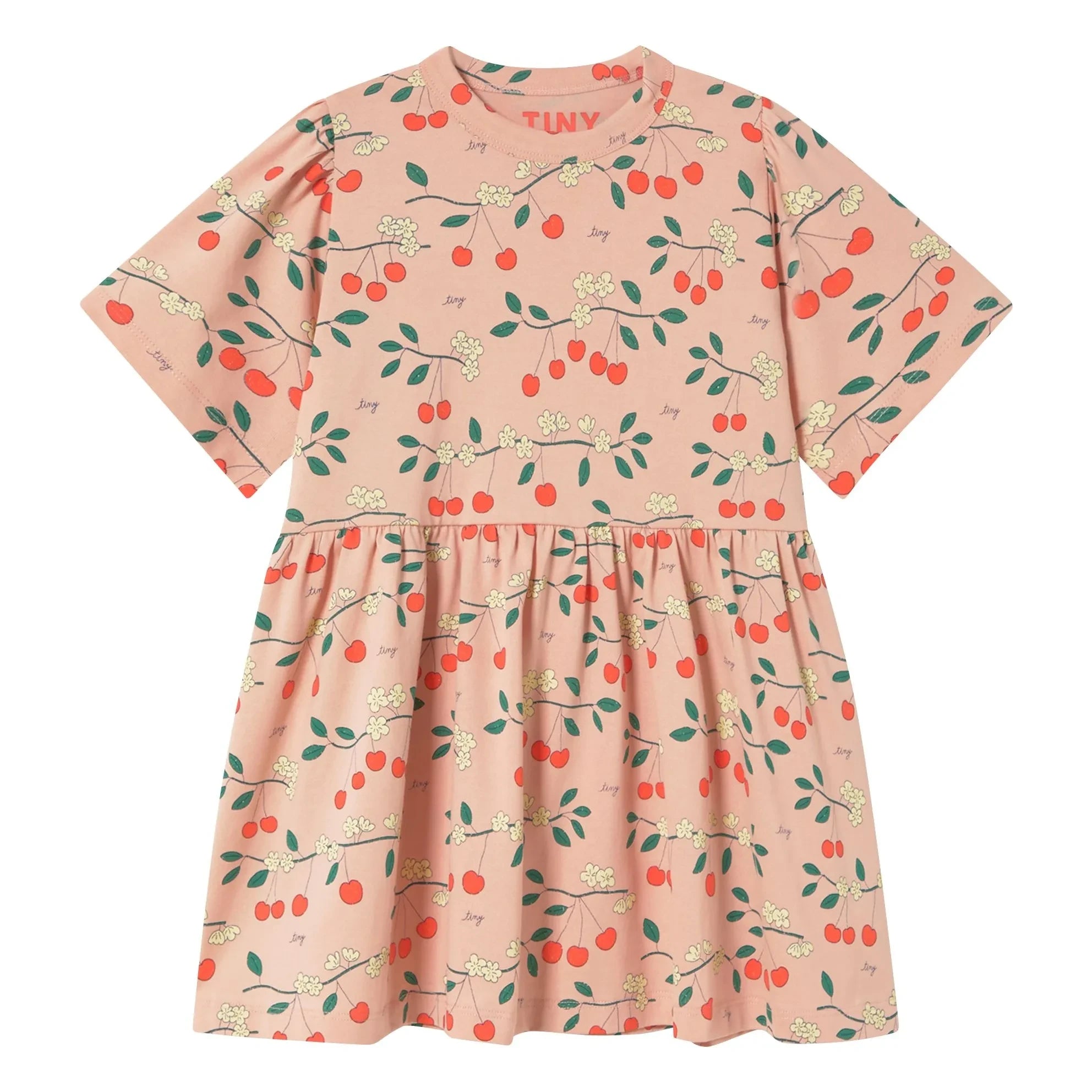 Tinycottons - Cerises organik pamuk elbise | Açık Pembe