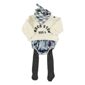 Piupiuchick - Rock Star organik pamuklu sweatshirt | Ecru