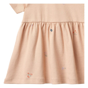 Wheat - Anna Flowers Jersey Elbise Organik Pamuk | Şeftali