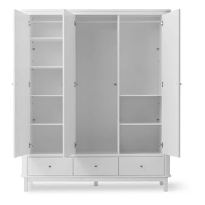 Oliver Furniture - 3 Kapılı Huş Gardırop 204 x 168 cm | Beyaz