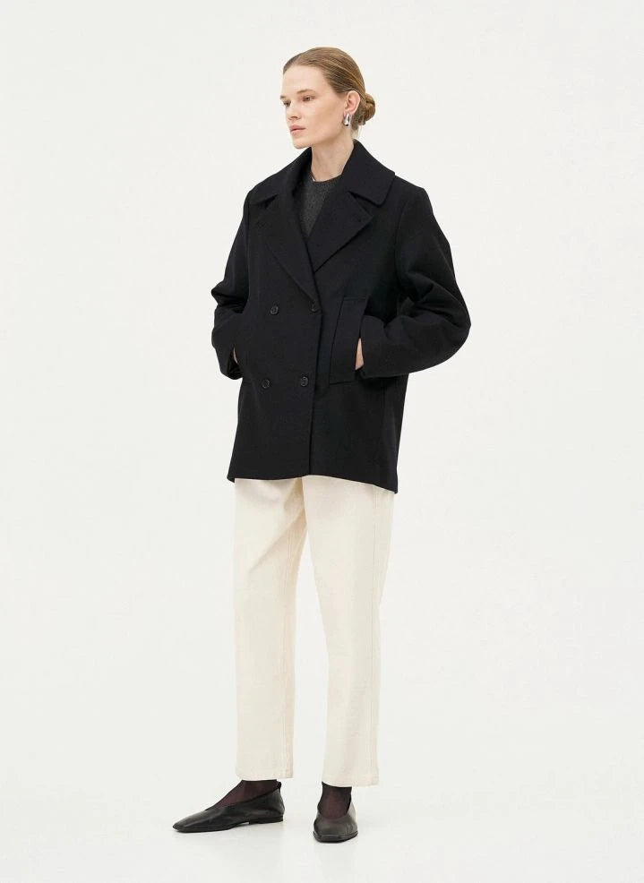 Noyoco - Dundee Recycled Wool and Cashmere Coat | Midnight Blue