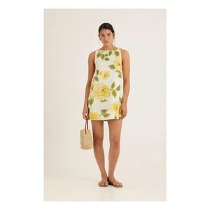 Peony – Leinen-Shiftkleid | Gelb