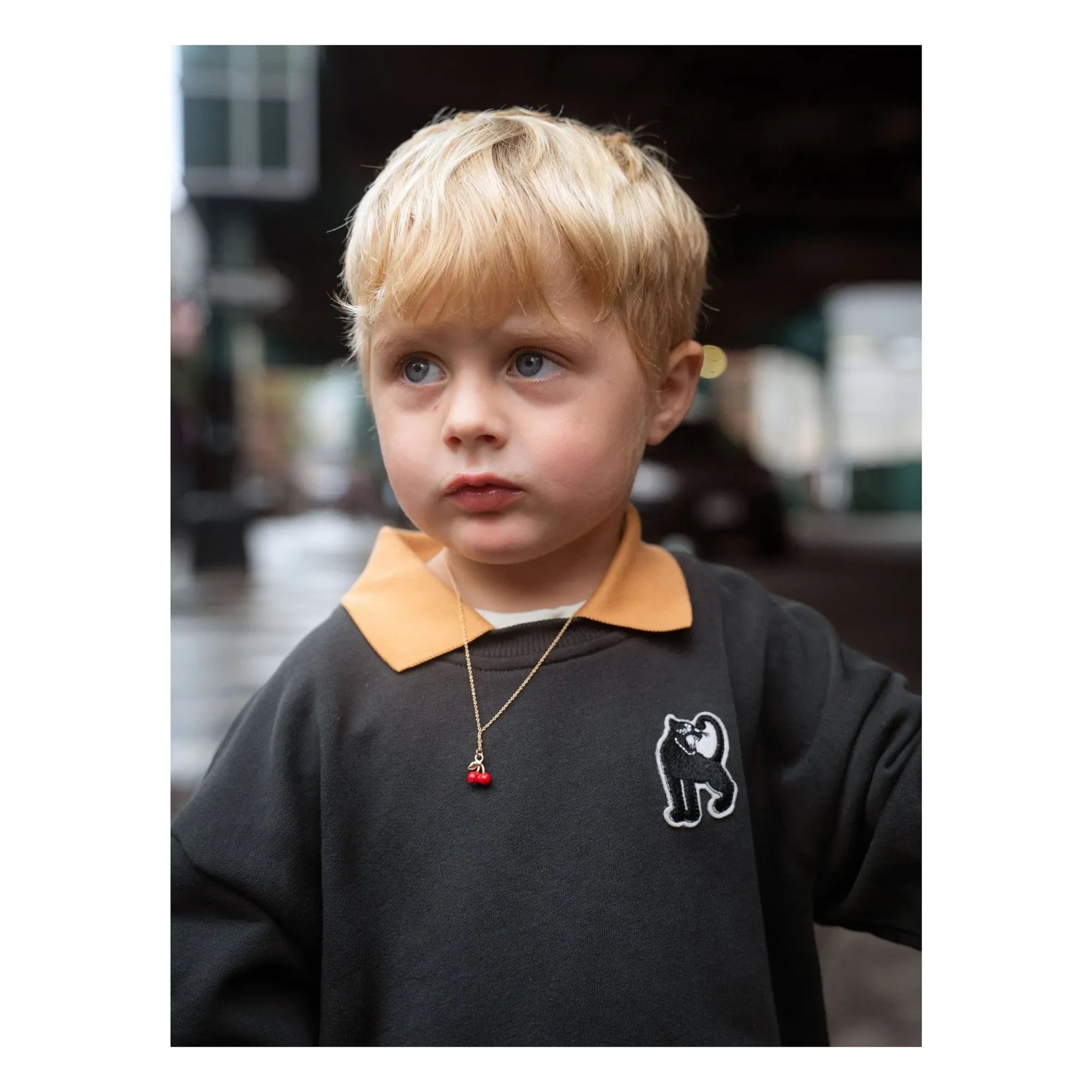 Mini Rodini - Panter yakalı sweatshirt Organik pamuk | Siyah
