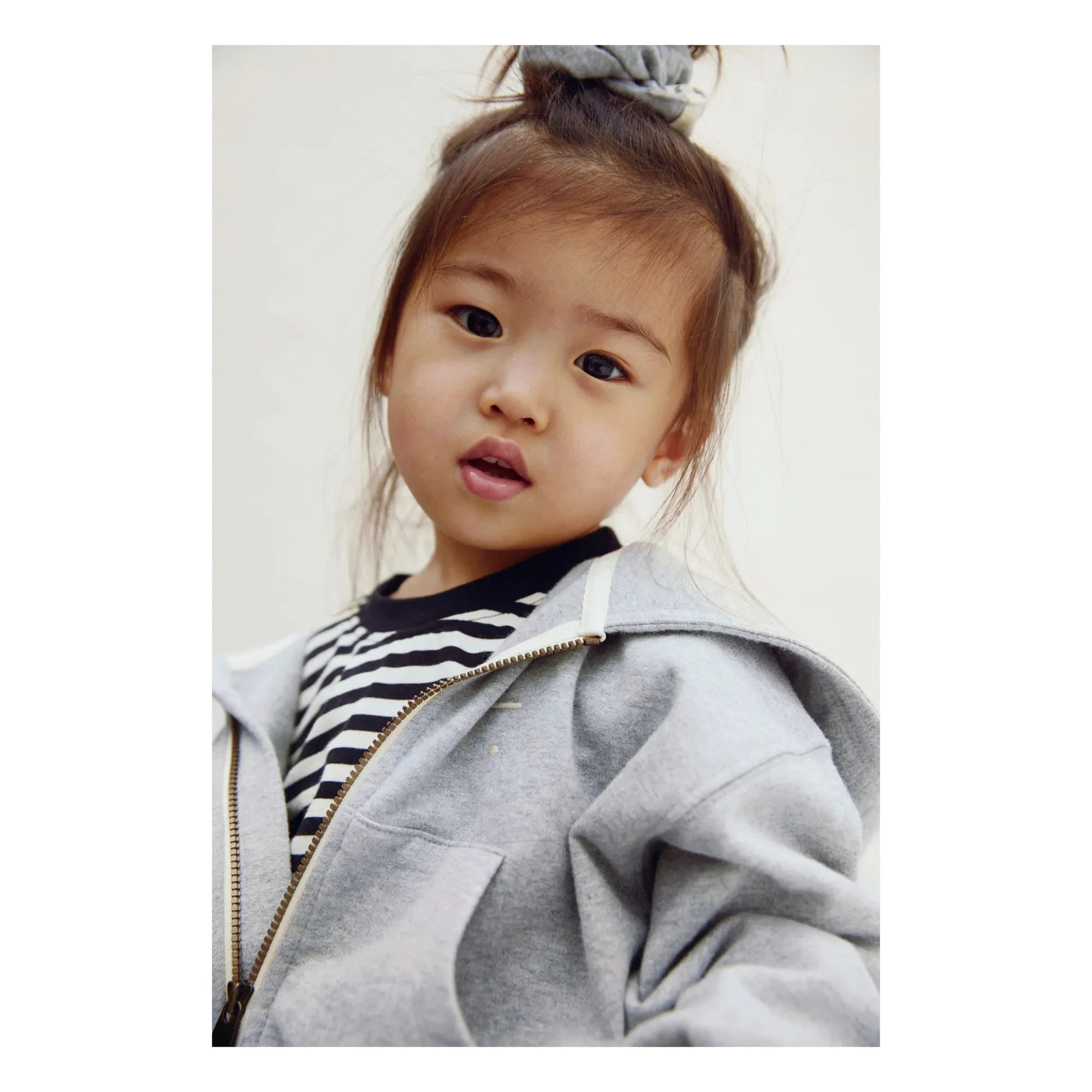 Gray Label - Organik pamuk fermuarlı sweatshirt | Gri melanj
