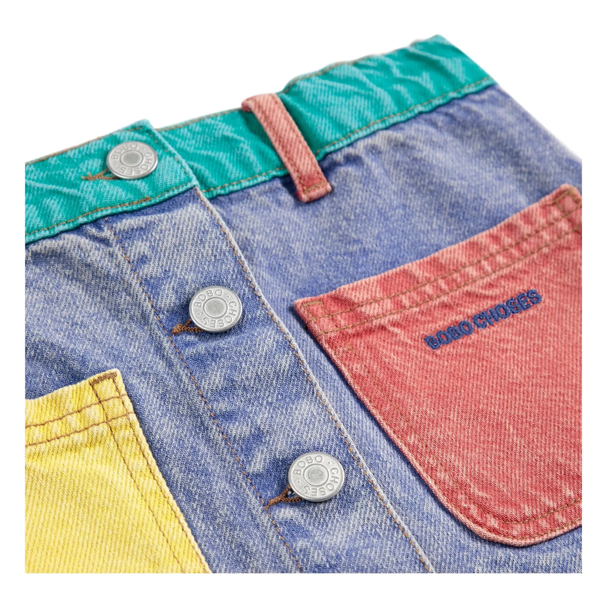 Bobo Choses - Color Block Organic Cotton Skirt | Blue