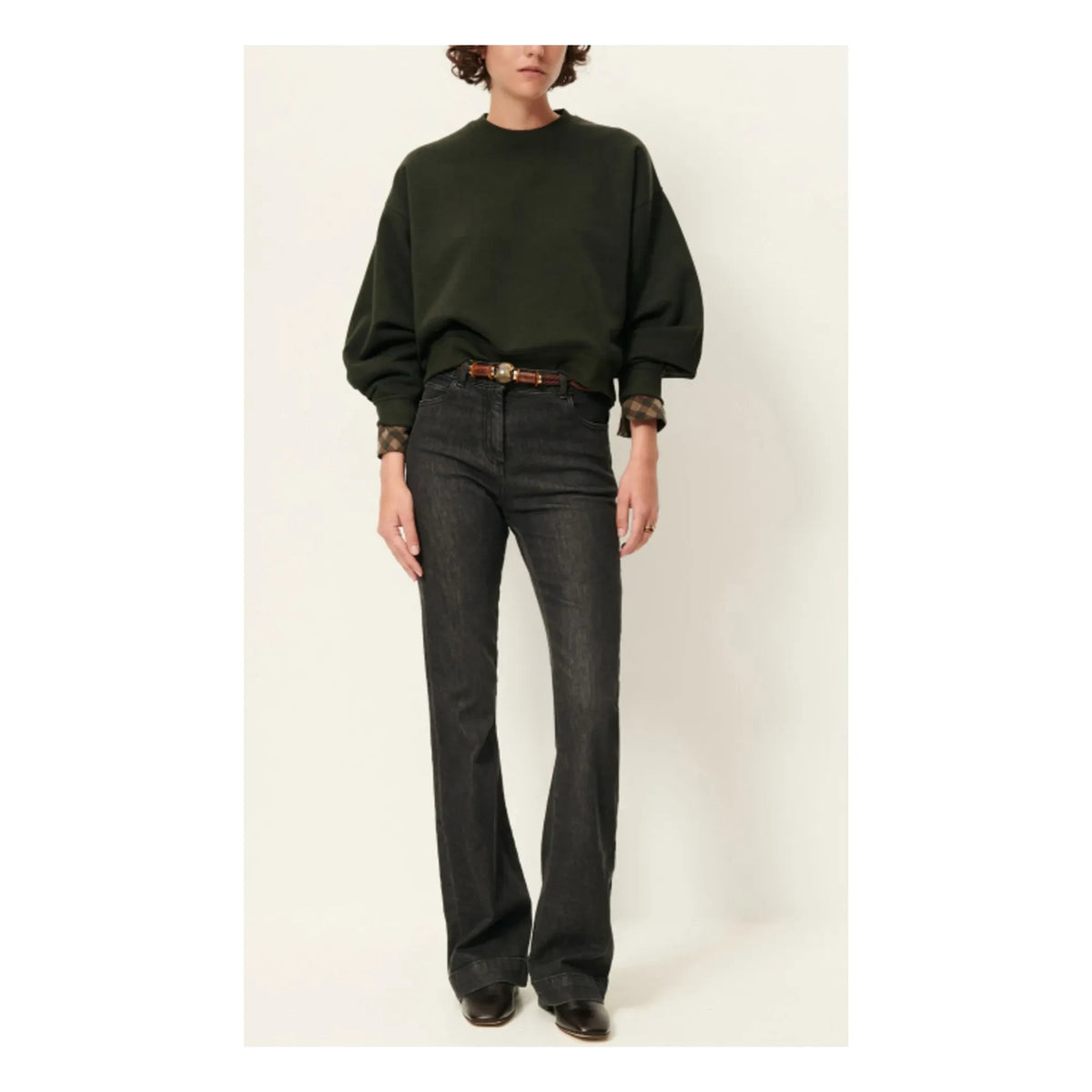 Sessùn - Yuki Metallic Sweatshirt | Dark Green