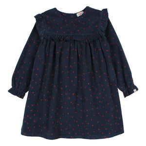 Búho - Vestido mini Corazones con volantes | Azul marino