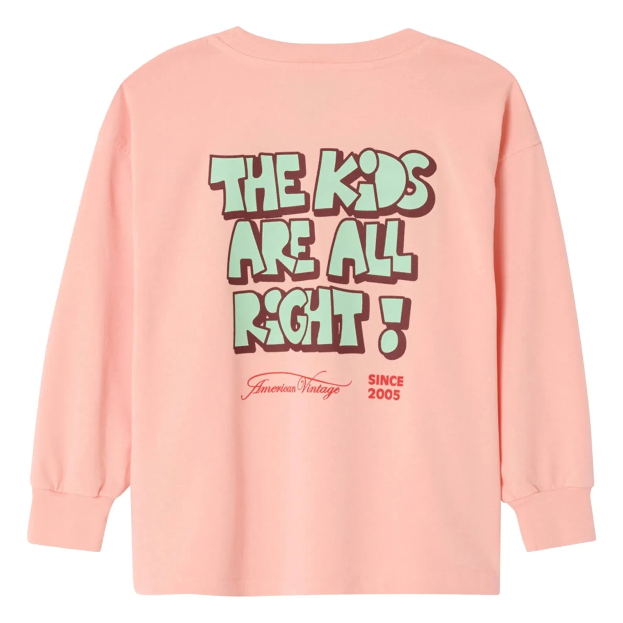 American Vintage - Fizvallay Uzun Kollu Tişört The Kids Are All Right | Soluk Pembe