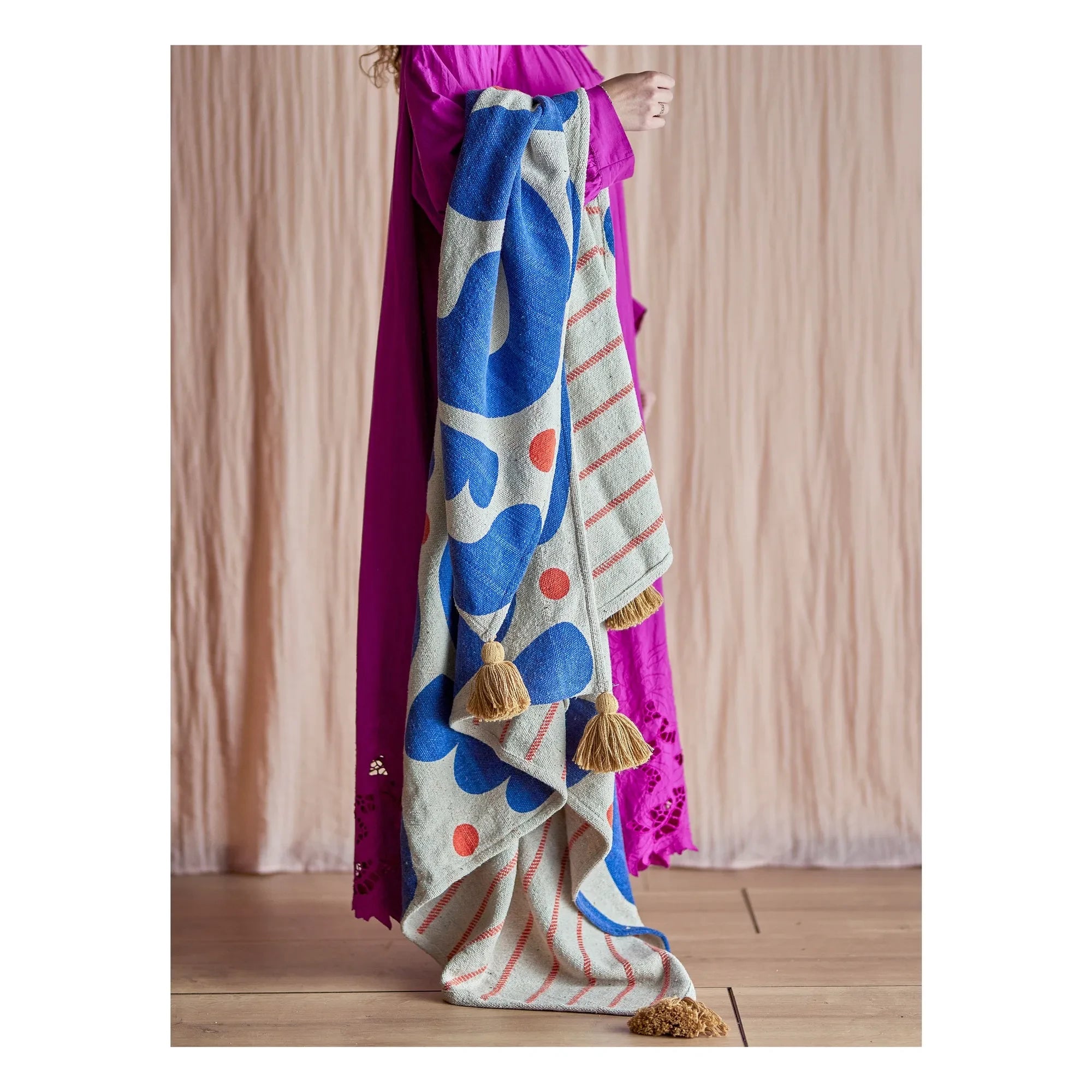 Bloomingville - Eviaya Recycled Cotton Throw | Blue