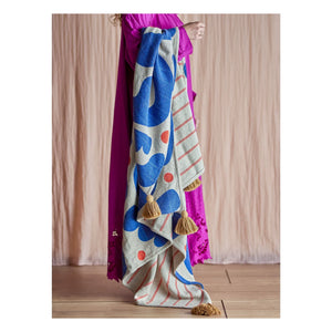 Bloomingville - Eviaya Recycled Cotton Throw | Blue