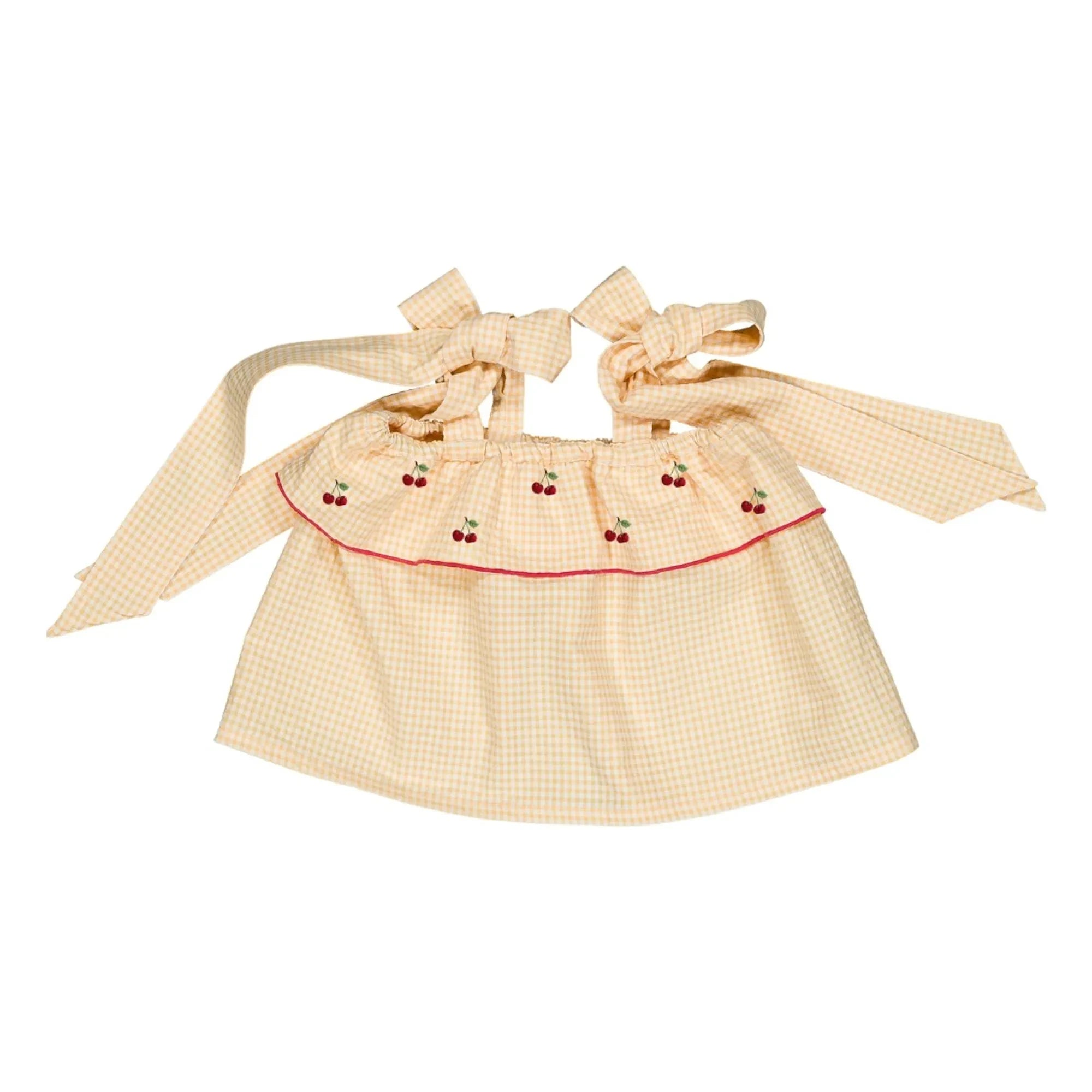 Loir - Vichy Castille Bluse mit Kirschen | Gelb