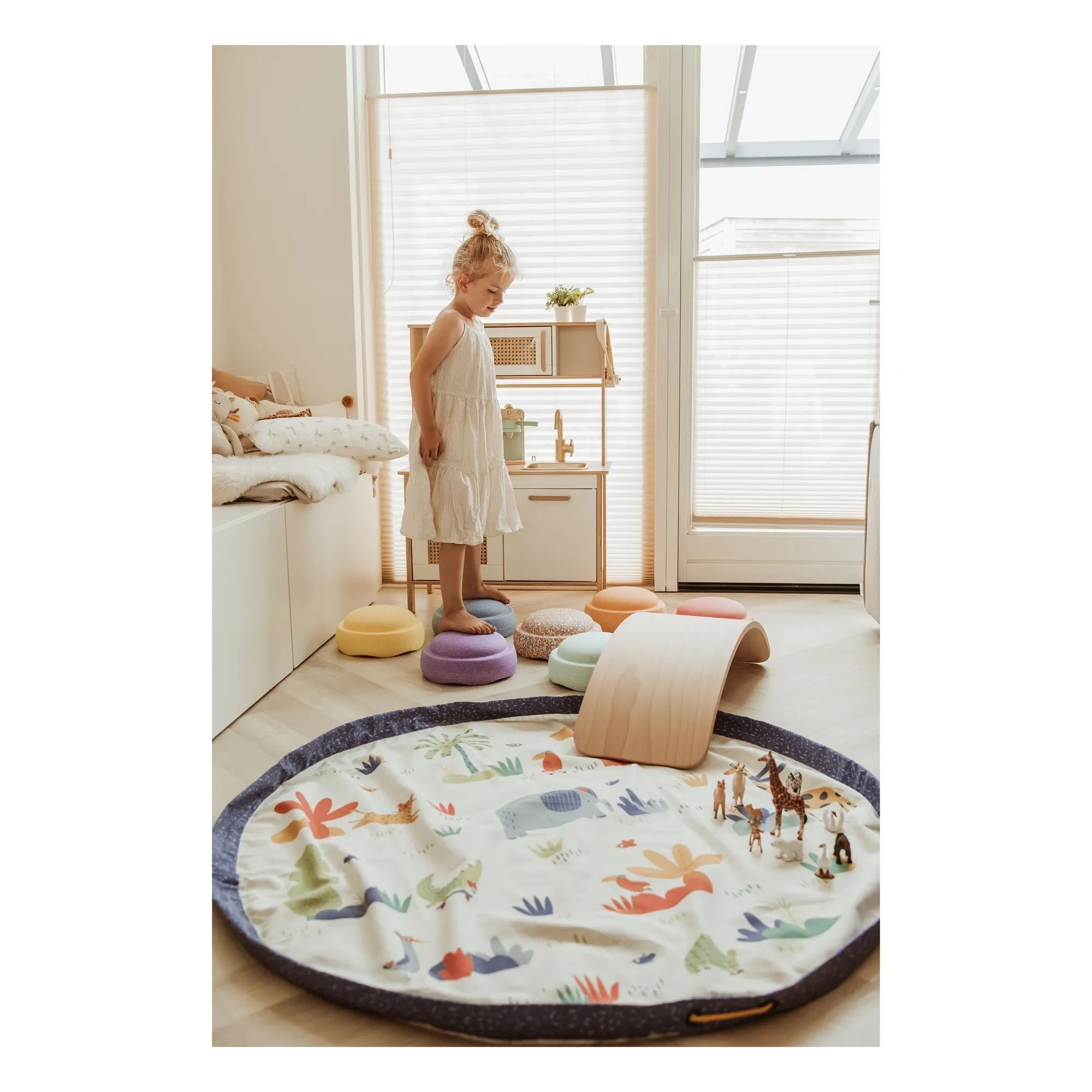 Play and Go - Noomad Puce et Pilou çanta/oyun matı - Play&Go x Moulin Roty | Mavi