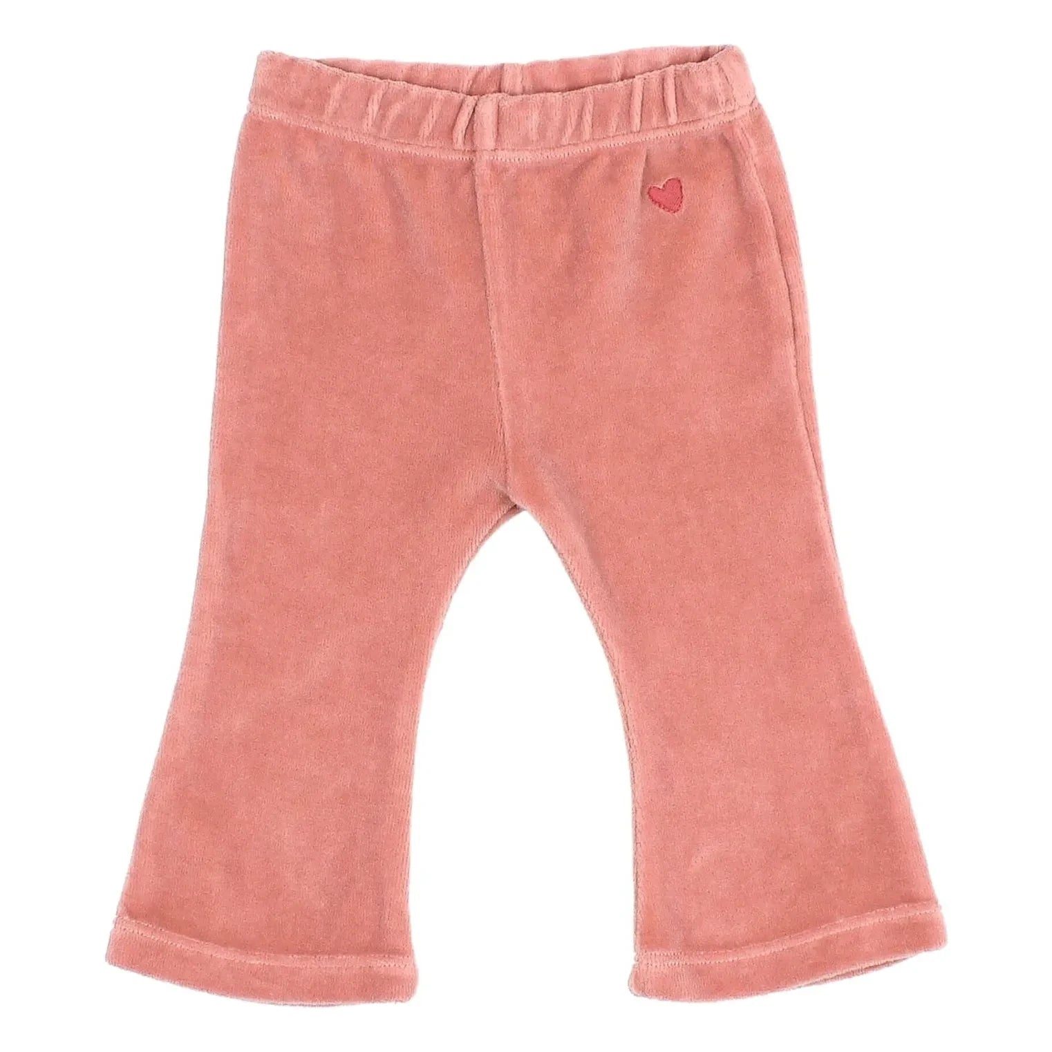 Búho - Kadife Kalp Detaylı Flare Legging, Organik Pamuk Bebek | Pembe