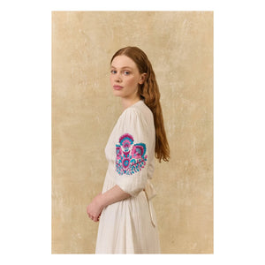 Louise Misha - Vestido de algodón orgánico Aurelia | Blanco