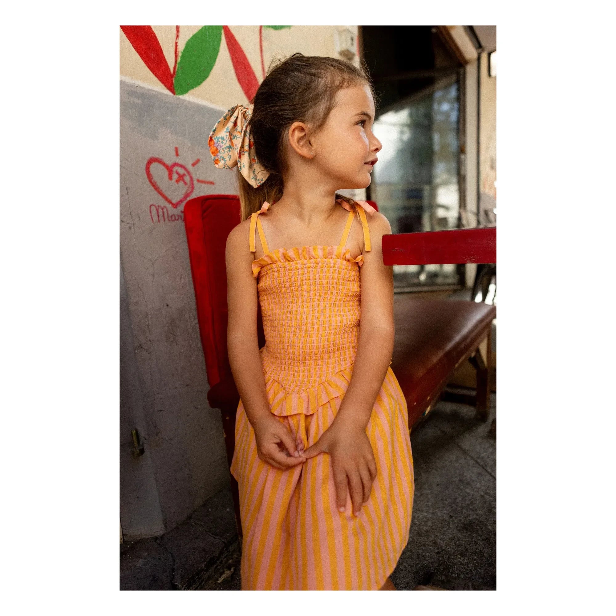 Louis Louise - Striped Eden Drawstring Dress | Orange
