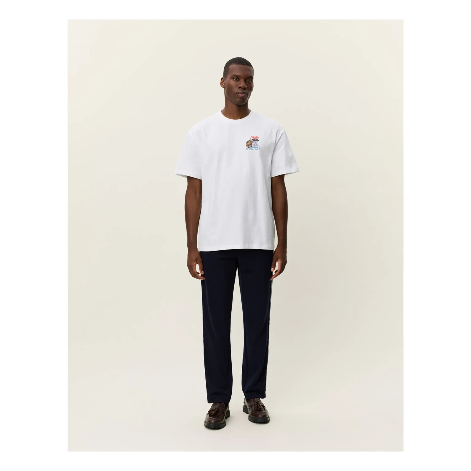 Les Deux - Cole Round Neck Organic Cotton T-Shirt | Brown