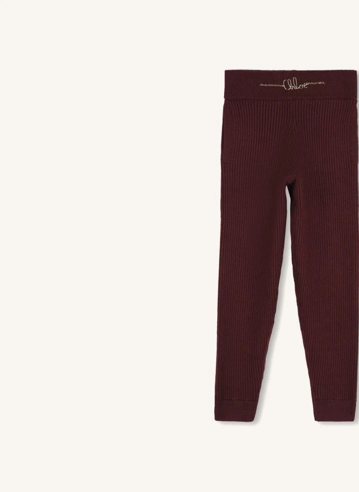 Chloé - Strickhose aus Bio-Baumwolle | Plum