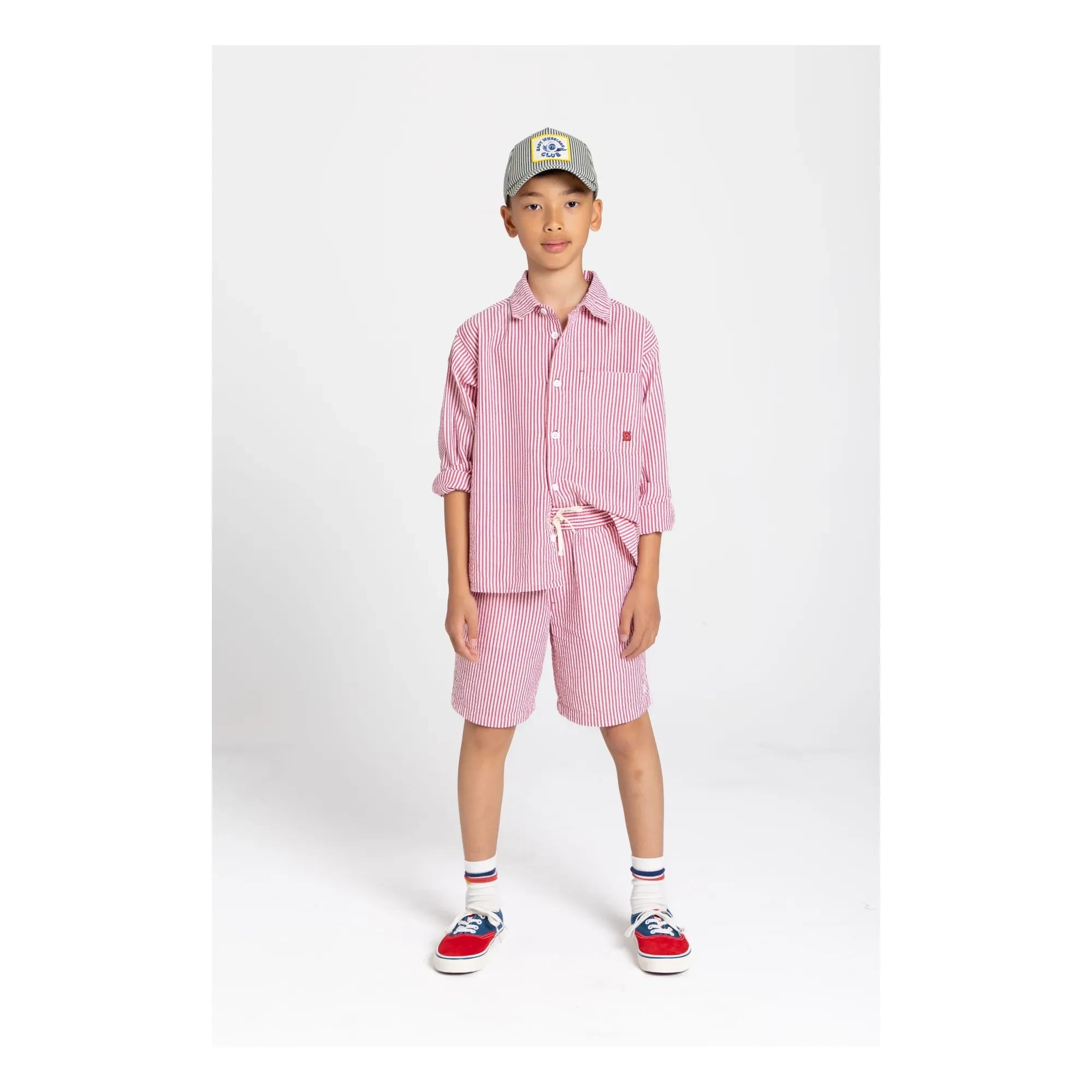 Smallable Kid - Striped Tom Shorts | Cherry Red