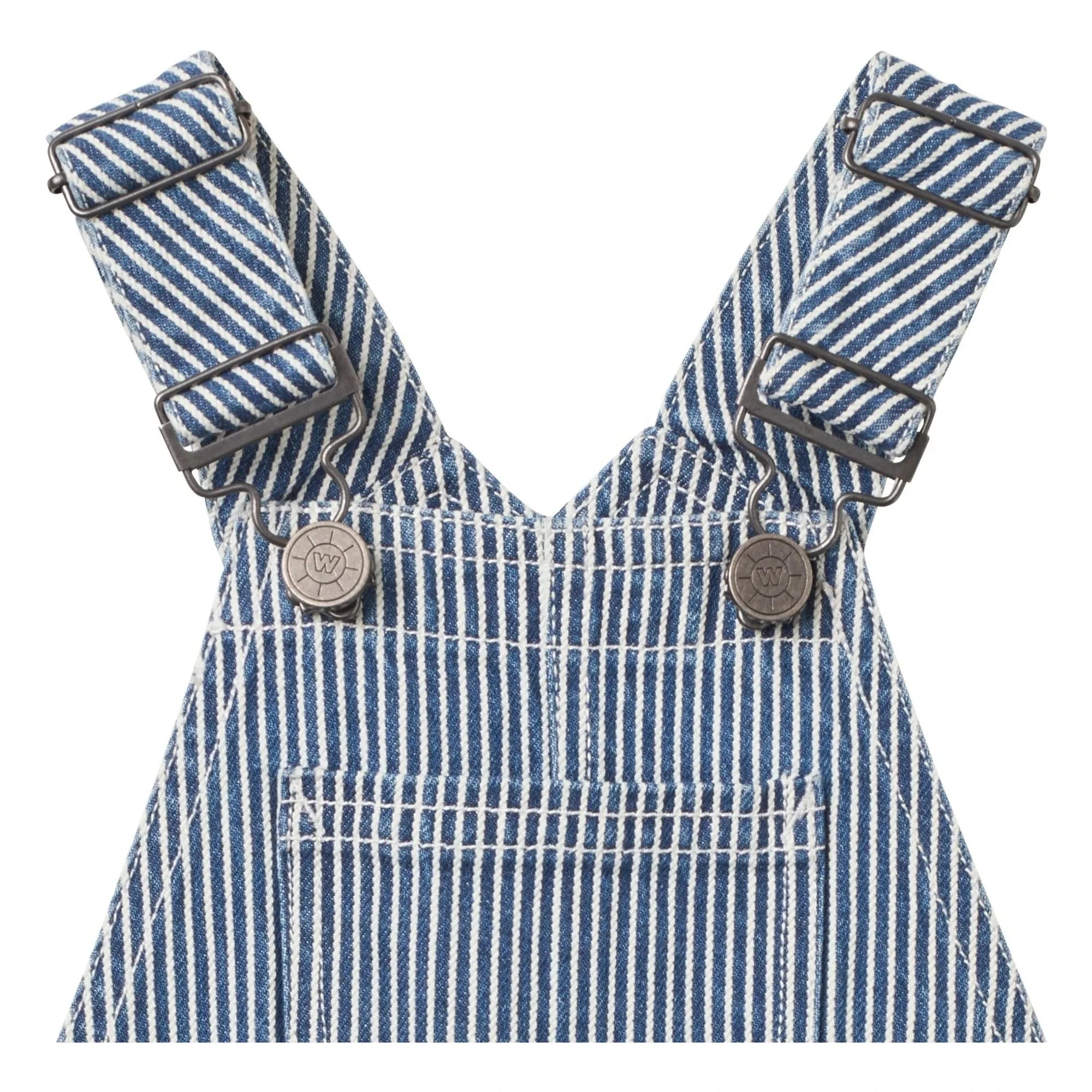 Wheat - Çizgili Denim Organik Pamuk Tulum | Mavi