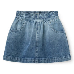 Copenhagen Colors - Organik Pamuklu Denim Blok Baskı Etek | Mavi