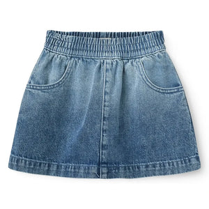 Copenhagen Colors - Organik Pamuklu Denim Blok Baskı Etek | Mavi