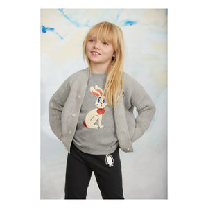 Mini Rodini - Bio-Baumwoll-T-Shirt mit Hasenapplikation | Grau Melange
