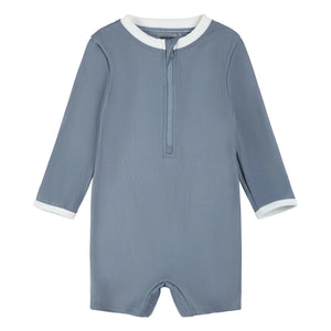 Petit Lem - Texturierter recycelter Faser-UV-Schutz Overall-Shorts | Blau