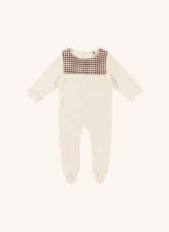 Risu Risu - Kariertes Matrosen-Pyjama aus Bio-Baumwolle | Ecru