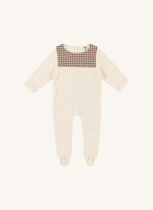 Risu Risu - Kariertes Matrosen-Pyjama aus Bio-Baumwolle | Ecru