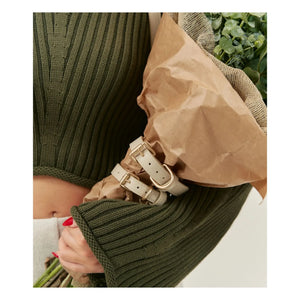 Cafide - Collar de perro de cuero vegano | Beige