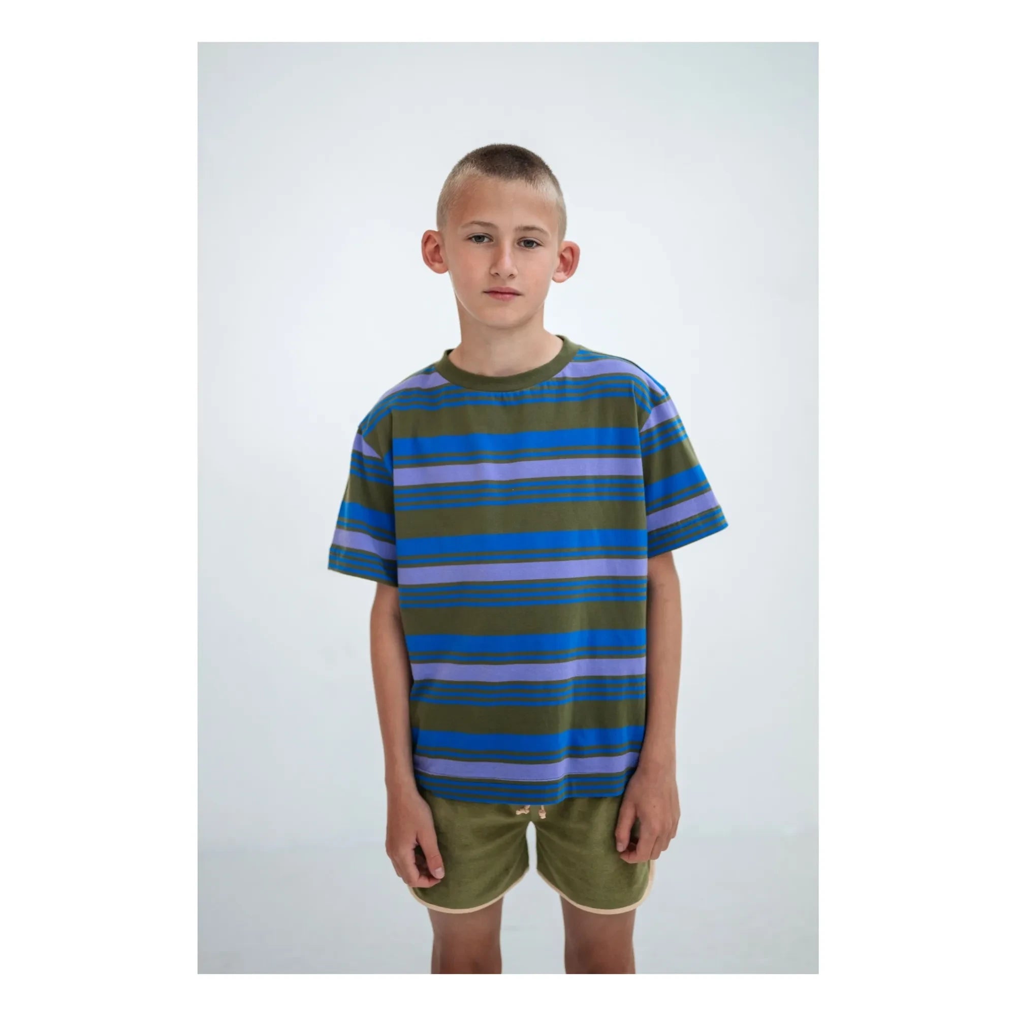 Repose AMS - Striped Organic Cotton T-Shirt | Khaki
