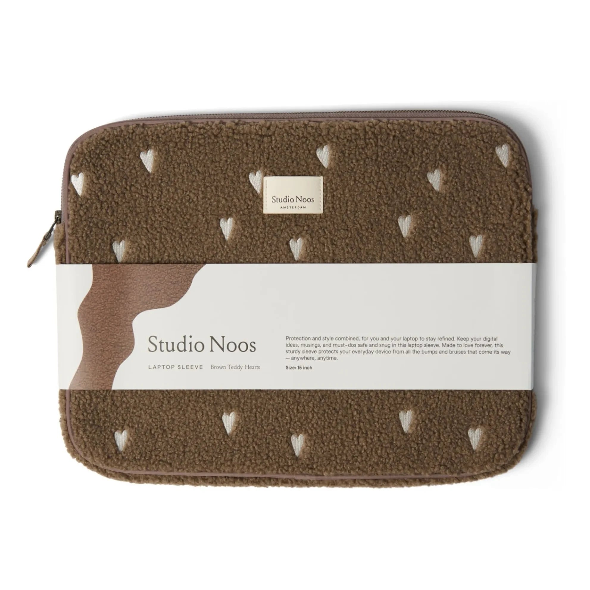 Studio Noos - Heart Patterned Laptop Bag | Brown
