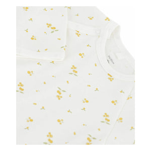 Petit Bateau - Snap Button Floral Pattern Organic Cotton Pajamas | White
