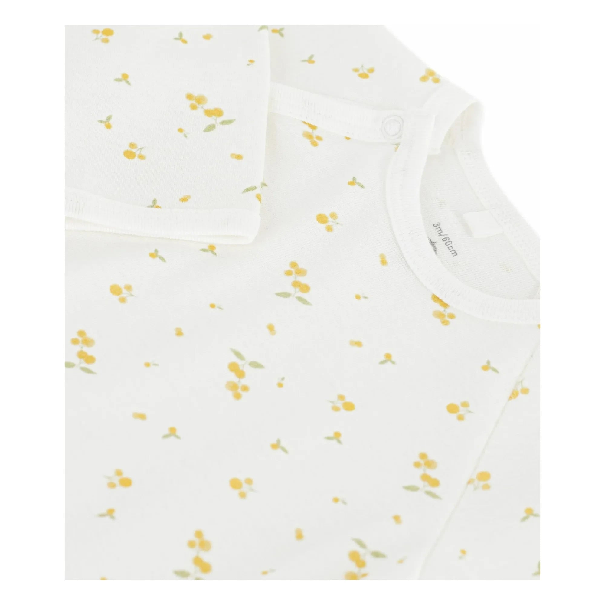 Petit Bateau - Snap Button Floral Pattern Organic Cotton Pajamas | White