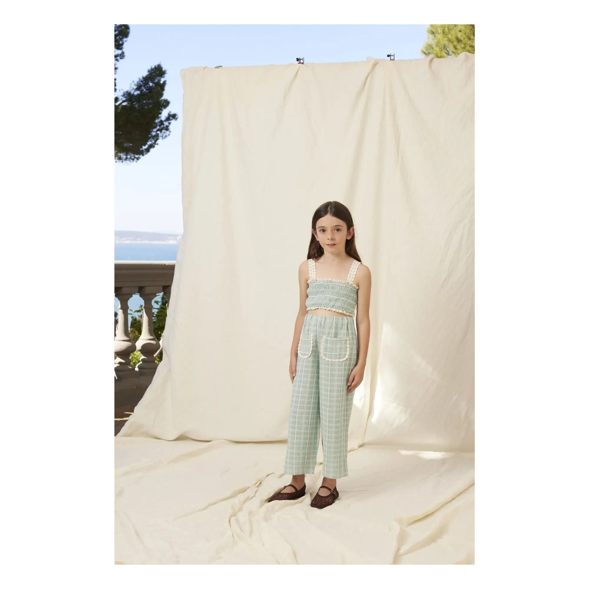 Bebe Organic - Mia Karierte Hose mit Taschen | Blaugrün