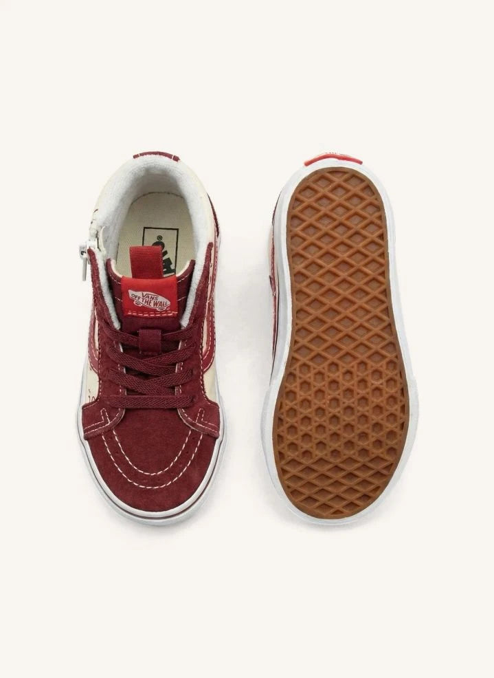 Vans - Burgundy SK8-Hi Reissue Fermuarlı Bilekli Sneakers Side Düğümler