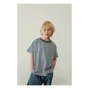 Gray Label - Oversize Çizgili Organik Pamuk Tişört | Ice Blue
