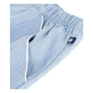 Petit Bateau - Organik Pamuklu Chambray Kalp Şort | Açık Mavi