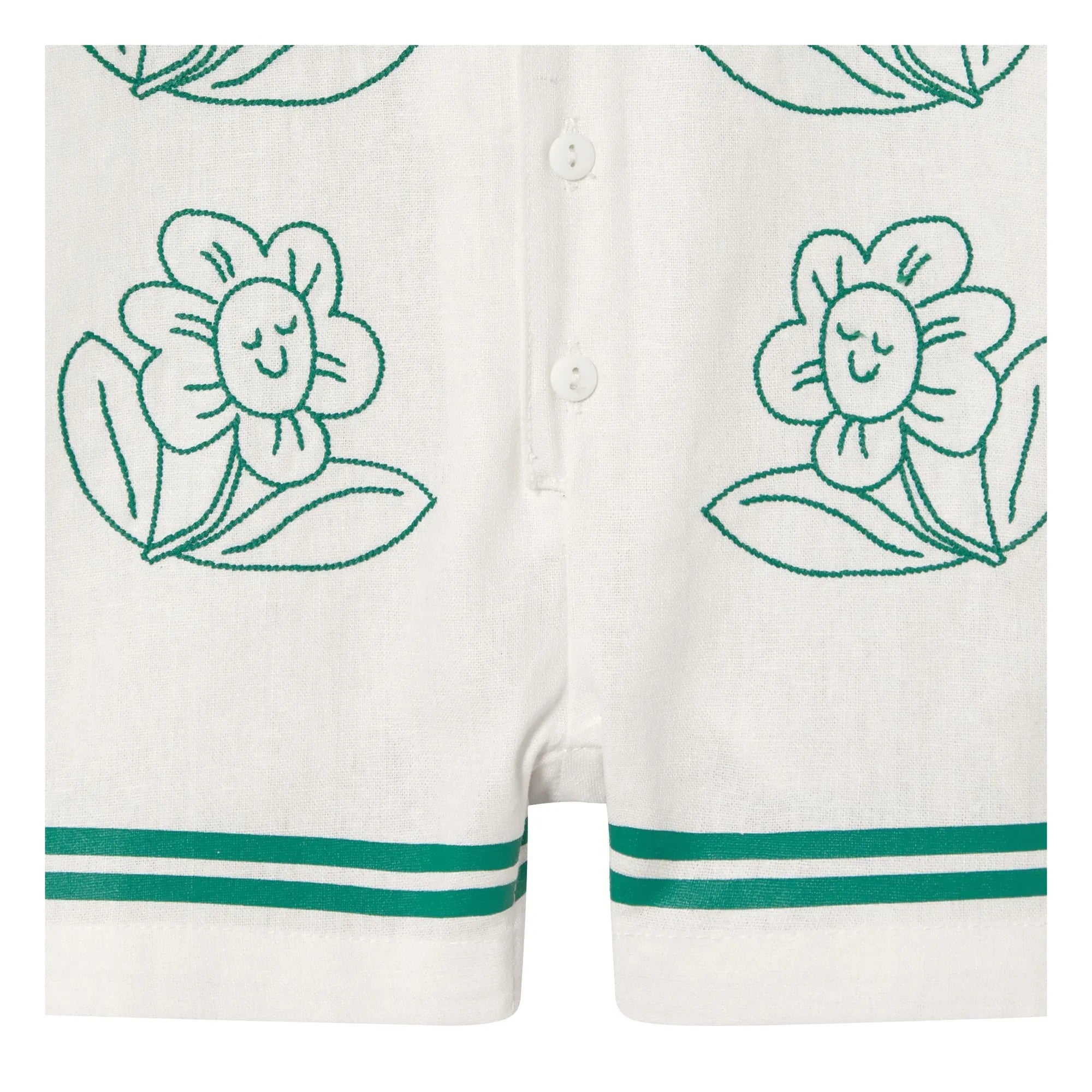 Tinycottons - Blumen Oversize Strampler-Shorts | Weiß