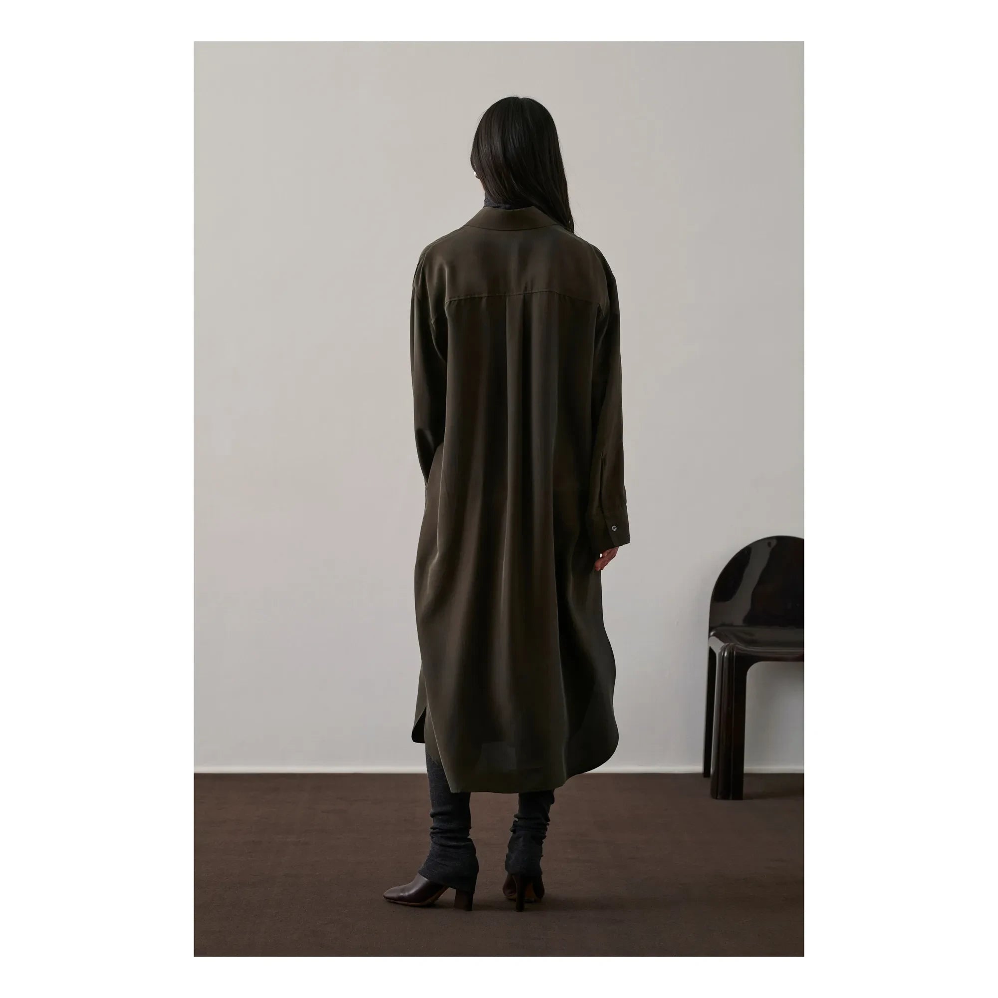 Soeur - Vestido de seda Flora | Caqui oscuro